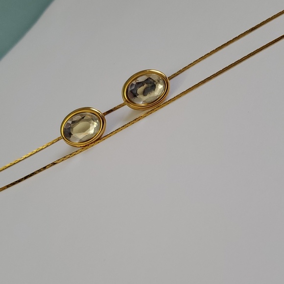 Gold Clear Bead Necklace and Earrings - Picture 11 of 11